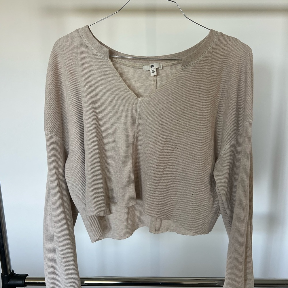 bp Tan Cream Crop Blouse Relaxed Fit